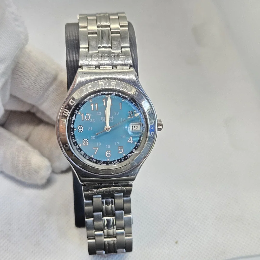 Swatch Irony AG 1993 Happy Joe Blue Dial Stainless Steel Swiss Wristwatch Servic